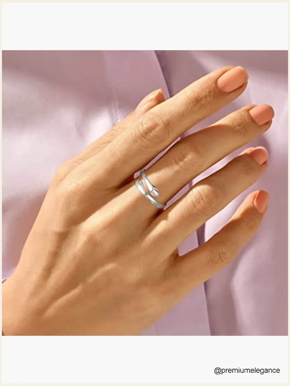 S925 Sterling Silver Hug Ring Adjustable Statement Band Jewelry